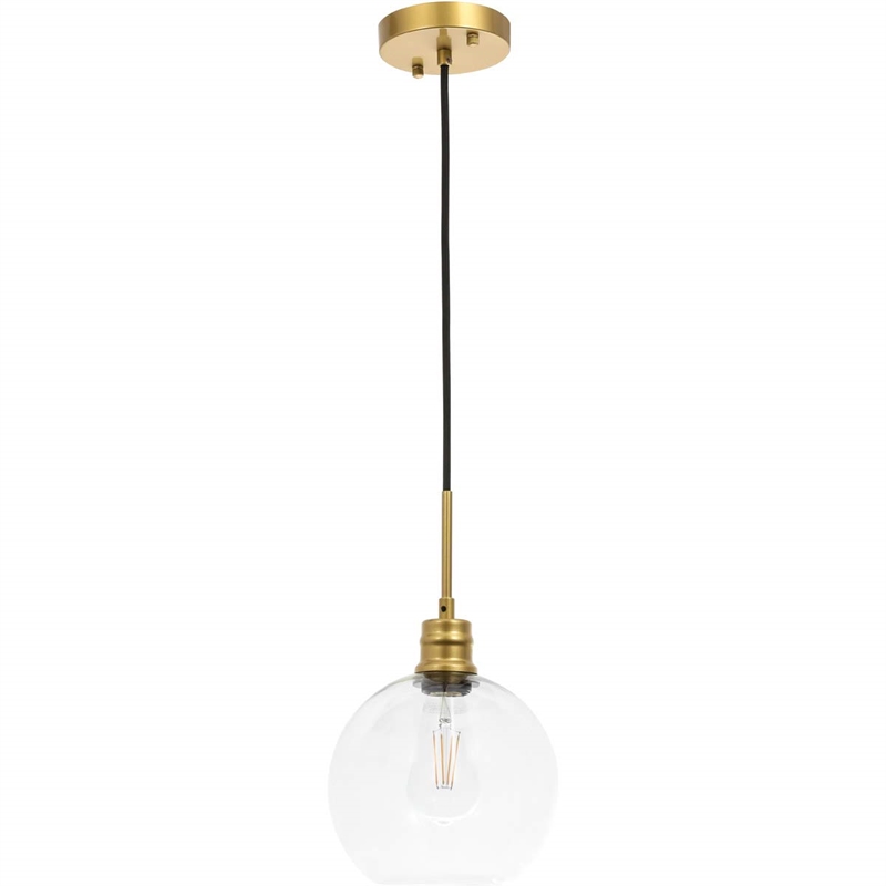 Living District Emett 1-Light Metal Pendant in Brass and Clear Glass Finish