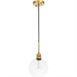 Living District Emett 1-Light Metal Pendant in Brass and Clear Glass Finish