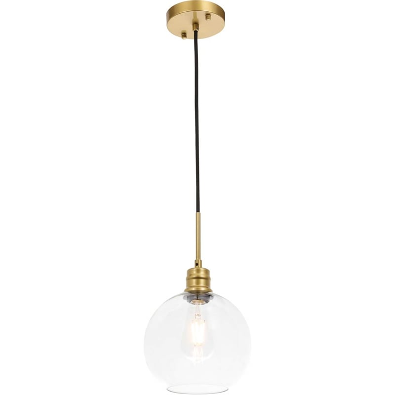 Living District Emett 1-Light Metal Pendant in Brass and Clear Glass Finish
