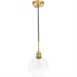 Living District Emett 1-Light Metal Pendant in Brass and Clear Glass Finish