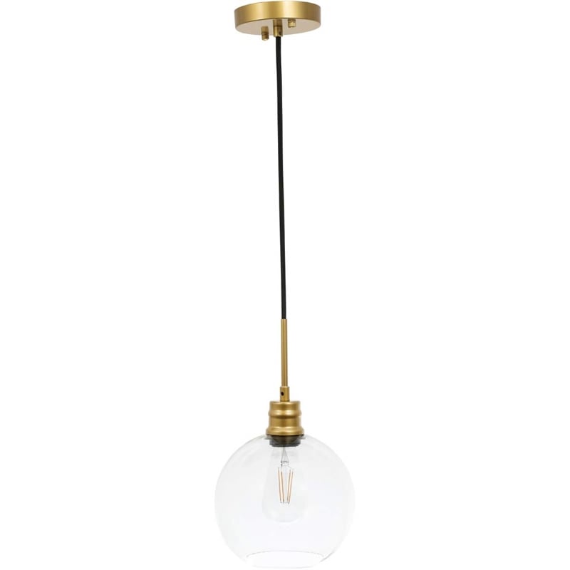 Living District Emett 1-Light Metal Pendant in Brass and Clear Glass Finish