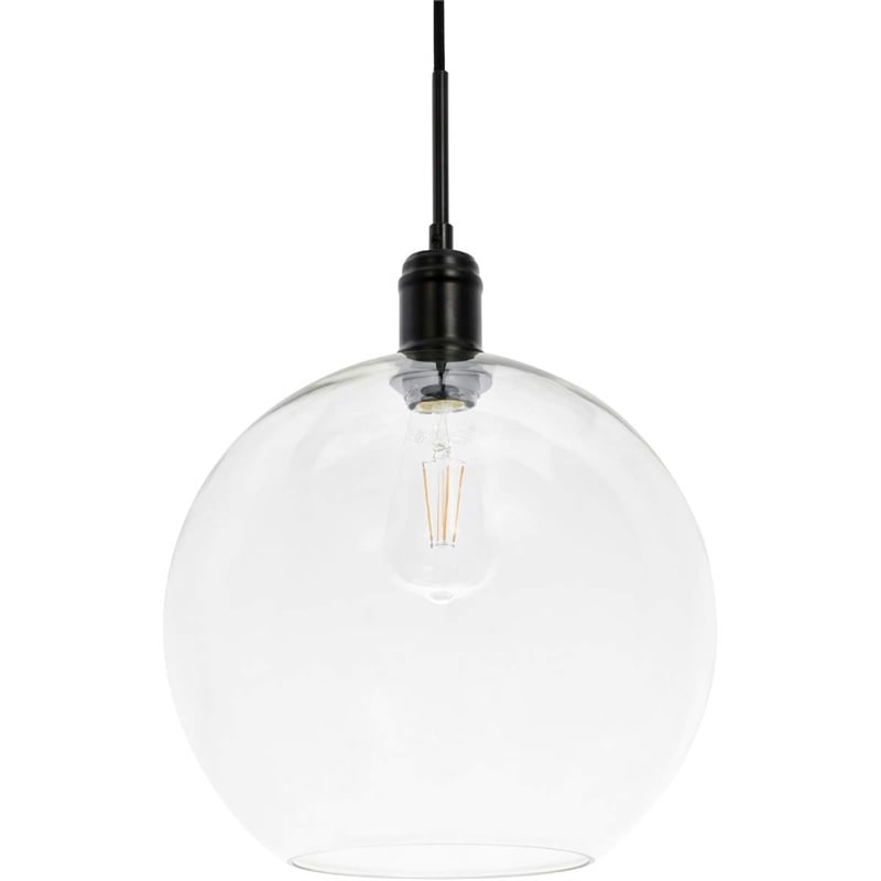 Living District Emett 1-Light Metal Pendant in Black and Clear Glass Finish