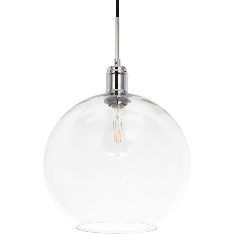Living District Emett 1-Light Metal Pendant in Chrome and Clear Glass Finish