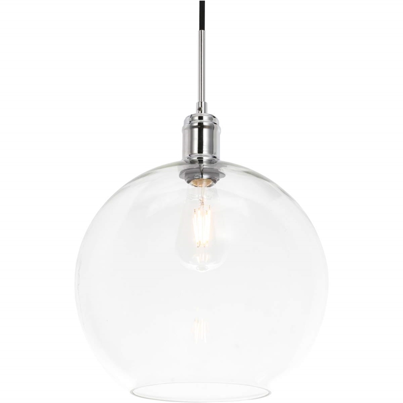 Living District Emett 1-Light Metal Pendant in Chrome and Clear Glass Finish
