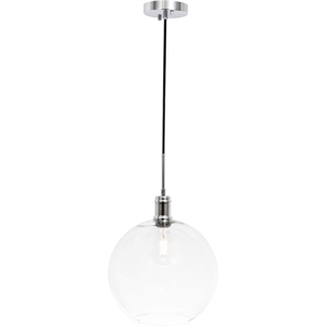 Living District Emett 1-Light Metal Pendant in Chrome and Clear Glass Finish