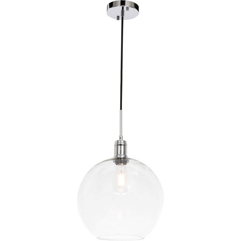 Living District Emett 1-Light Metal Pendant in Chrome and Clear Glass Finish