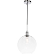 Living District Emett 1-Light Metal Pendant in Chrome and Clear Glass Finish