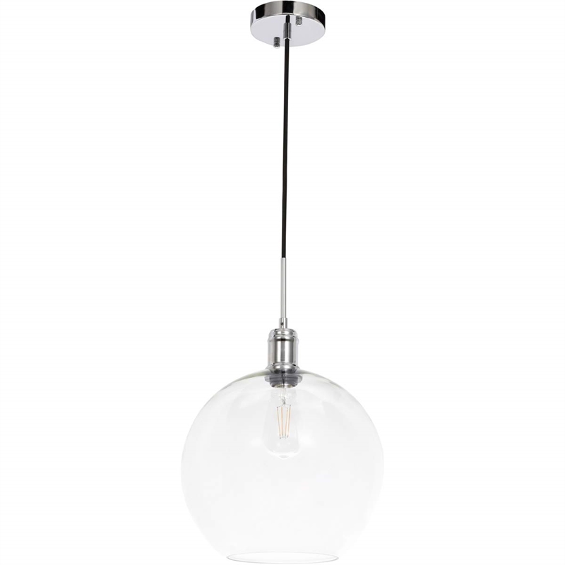 Living District Emett 1-Light Metal Pendant in Chrome and Clear Glass Finish