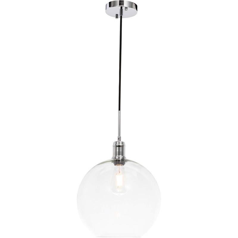 Living District Emett 1-Light Metal Pendant in Chrome and Clear Glass Finish