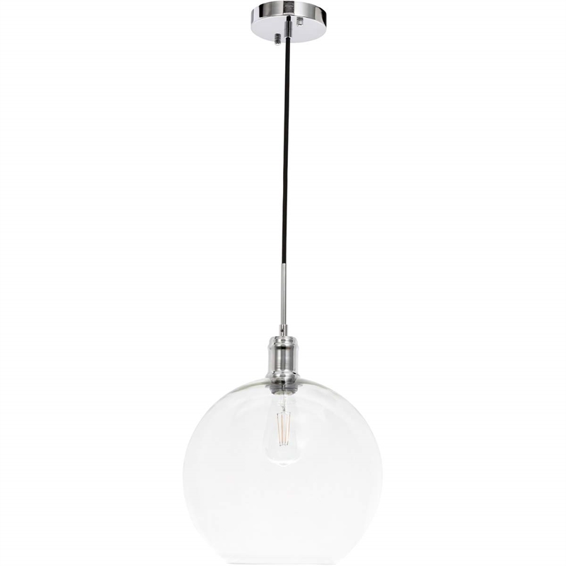 Living District Emett 1-Light Metal Pendant in Chrome and Clear Glass Finish