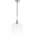 Living District Emett 1-Light Metal Pendant in Chrome and Clear Glass Finish