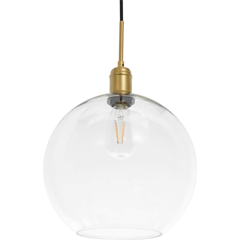 Living District Emett 1-Light Metal Pendant in Brass and Clear Glass