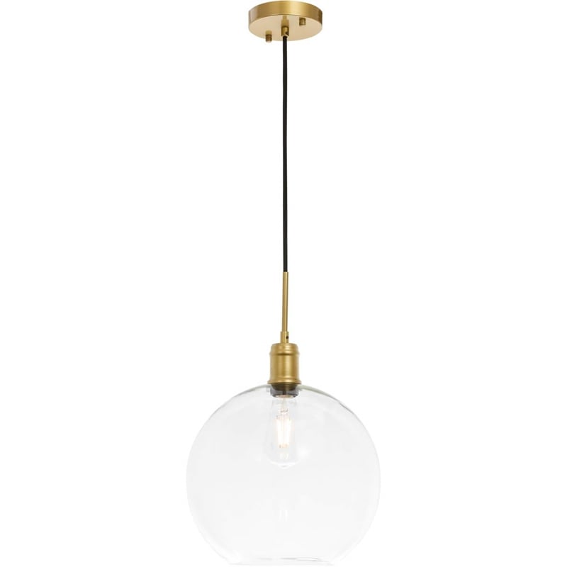 Living District Emett 1-Light Metal Pendant in Brass and Clear Glass