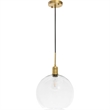 Living District Emett 1-Light Metal Pendant in Brass and Clear Glass