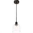 Living District Gabe 1-Light Metal Pendant in Black and Clear Seeded Glass