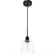 Living District Gabe 1-Light Metal Pendant in Black and Clear Seeded Glass