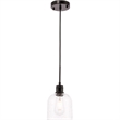 Living District Gabe 1-Light Metal Pendant in Black and Clear Seeded Glass