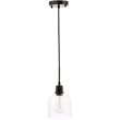 Living District Gabe 1-Light Metal Pendant in Black and Clear Seeded Glass