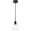 Living District Gabe 1-Light Metal Pendant in Black and Clear Seeded Glass