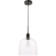 Living District Gabe 1-Light Metal Pendant in Black and Clear Seeded