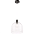 Living District Gabe 1-Light Metal Pendant in Black and Clear Seeded