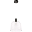 Living District Gabe 1-Light Metal Pendant in Black and Clear Seeded