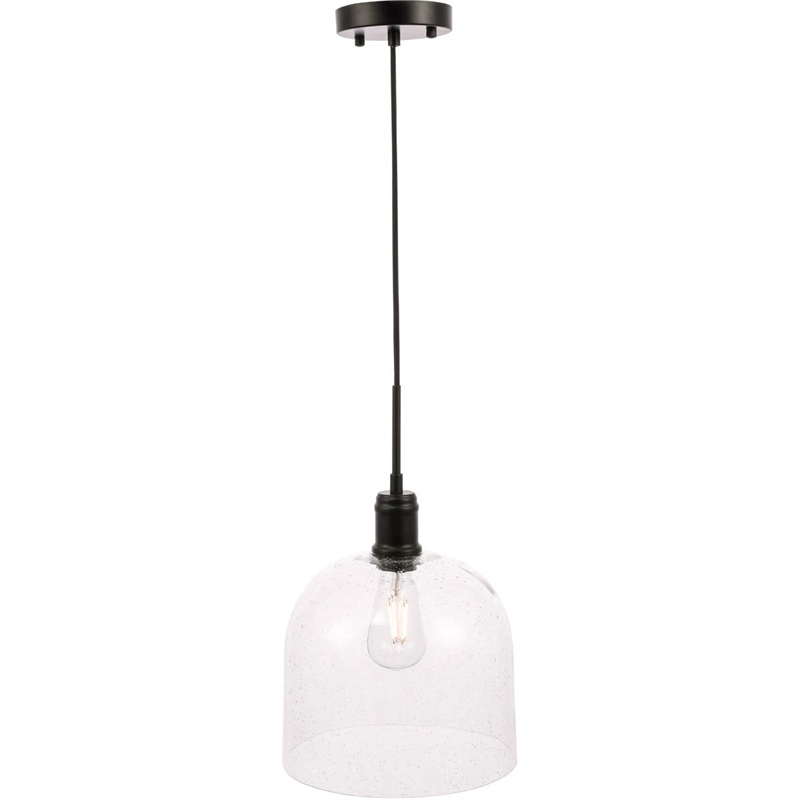 Living District Gabe 1-Light Metal Pendant in Black and Clear Seeded