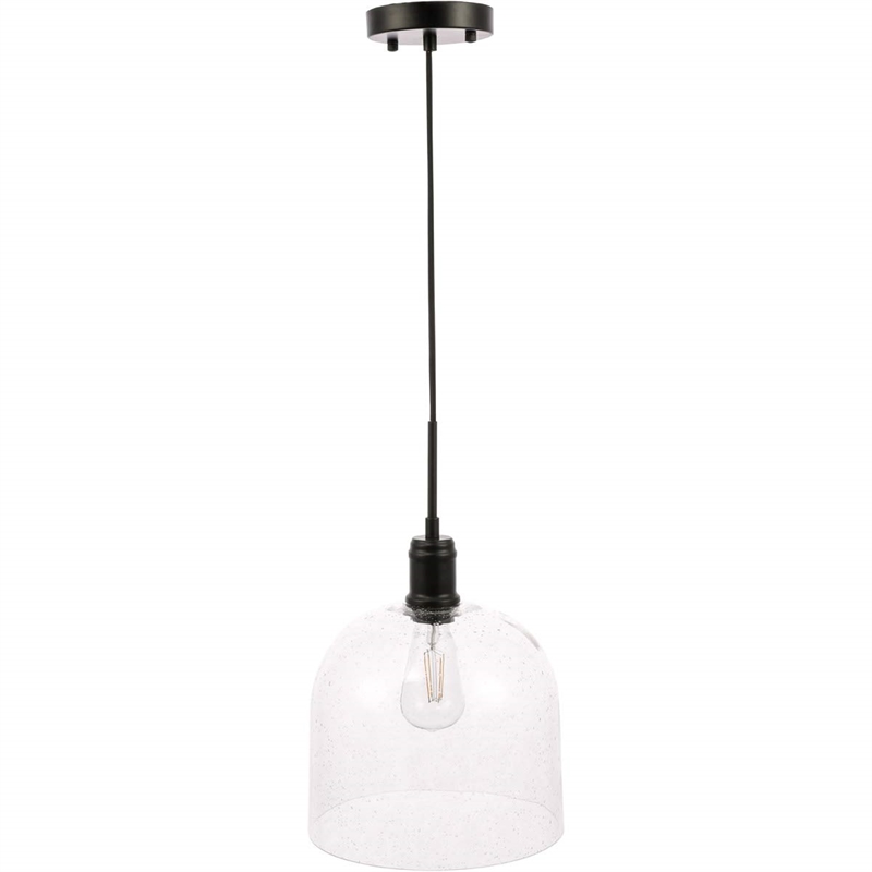 Living District Gabe 1-Light Metal Pendant in Black and Clear Seeded
