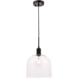 Living District Gabe 1-Light Metal Pendant in Black and Clear Seeded