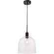 Living District Gabe 1-Light Metal Pendant in Black and Clear Seeded