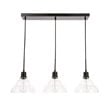 Living District Clive 3-Light Metal Pendant in Black and Clear Seeded Glass