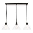Living District Clive 3-Light Metal Pendant in Black and Clear Seeded Glass
