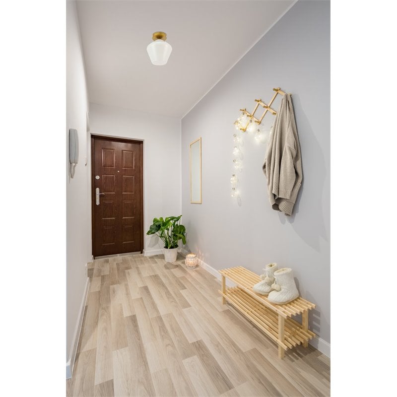 Living District Gene 1-Light Metal & Glass Flush Mount in Brass/Frosted White