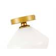 Living District Gene 1-Light Metal & Glass Flush Mount in Brass/Frosted White