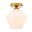 Living District Gene 1-Light Metal & Glass Flush Mount in Brass/Frosted White