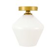 Living District Gene 1-Light Metal & Glass Flush Mount in Brass/Frosted White