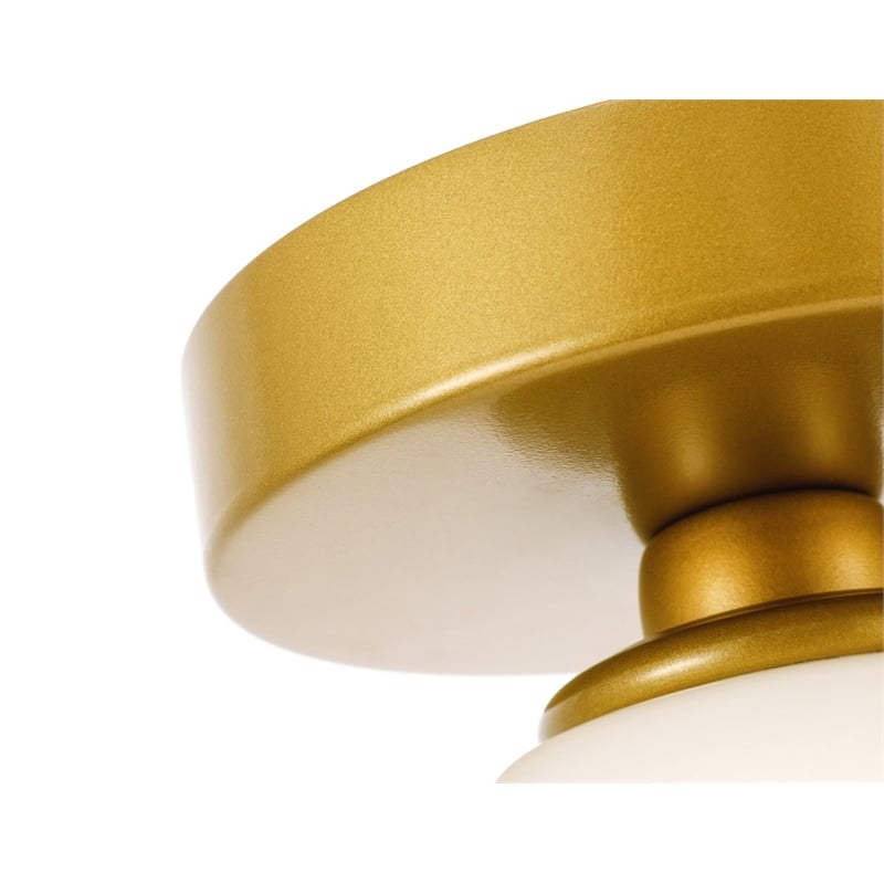 Living District Gene 1-Light Metal & Glass Flush Mount in Brass/Frosted White