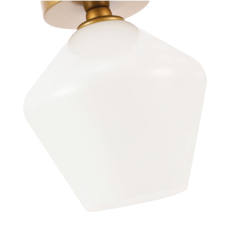 Living District Gene 1-Light Metal & Glass Flush Mount in Brass/Frosted White