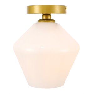 Living District Gene 1-Light Metal & Glass Flush Mount in Brass/Frosted White
