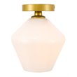 Living District Gene 1-Light Metal & Glass Flush Mount in Brass/Frosted White