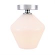 Living District Gene 1-Light Metal & Glass Flush Mount in Chrome/Frosted White