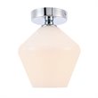 Living District Gene 1-Light Metal & Glass Flush Mount in Chrome/Frosted White