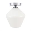 Living District Gene 1-Light Metal & Glass Flush Mount in Chrome/Frosted White