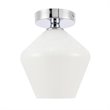 Living District Gene 1-Light Metal & Glass Flush Mount in Chrome/Frosted White