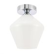 Living District Gene 1-Light Metal & Glass Flush Mount in Chrome/Frosted White
