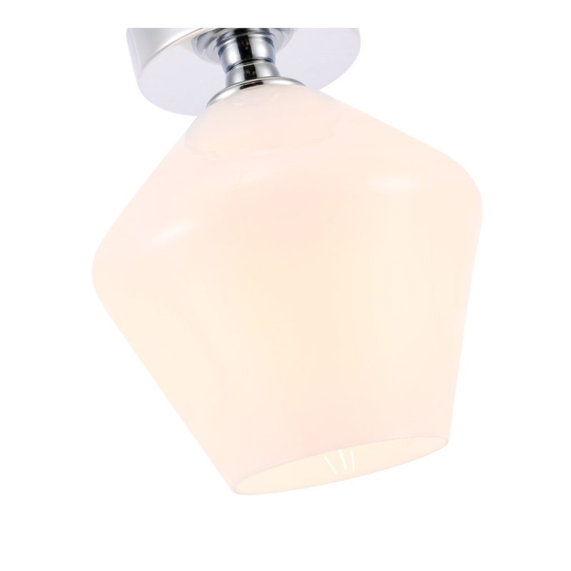 Living District Gene 1-Light Metal & Glass Flush Mount in Chrome/Frosted White