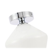 Living District Gene 1-Light Metal & Glass Flush Mount in Chrome/Frosted White