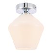 Living District Gene 1-Light Metal & Glass Flush Mount in Chrome/Frosted White