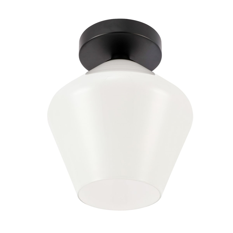 Living District Gene 1-Light Metal & Glass Flush Mount in Black/Frosted White