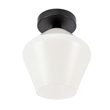 Living District Gene 1-Light Metal & Glass Flush Mount in Black/Frosted White